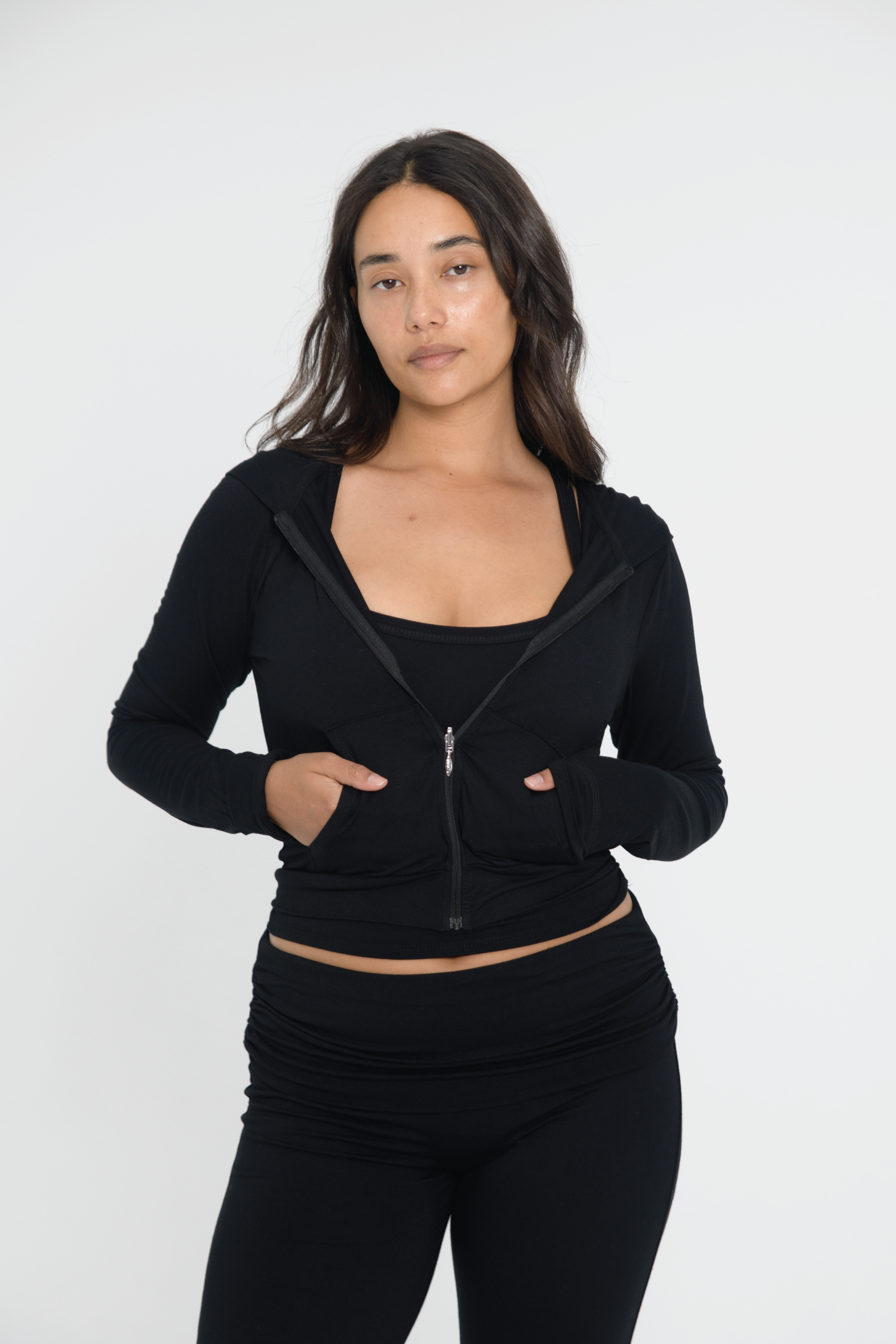 Slim Black Zip-Up Fitted Jacket