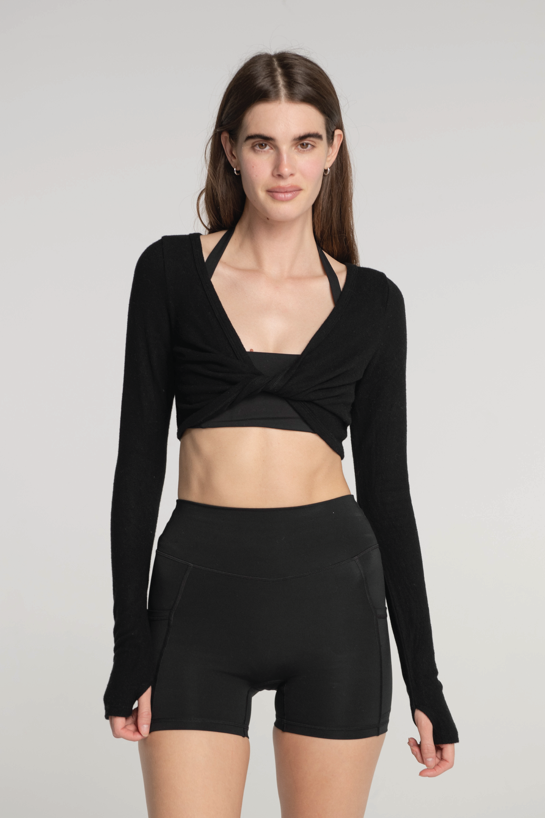 Black Twist Knit Sweater for Women