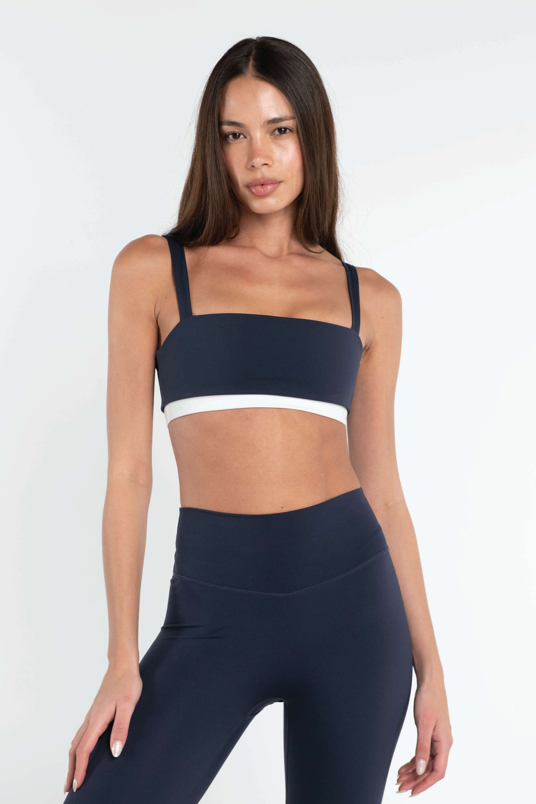 Navy Fold-Over Sports Bra