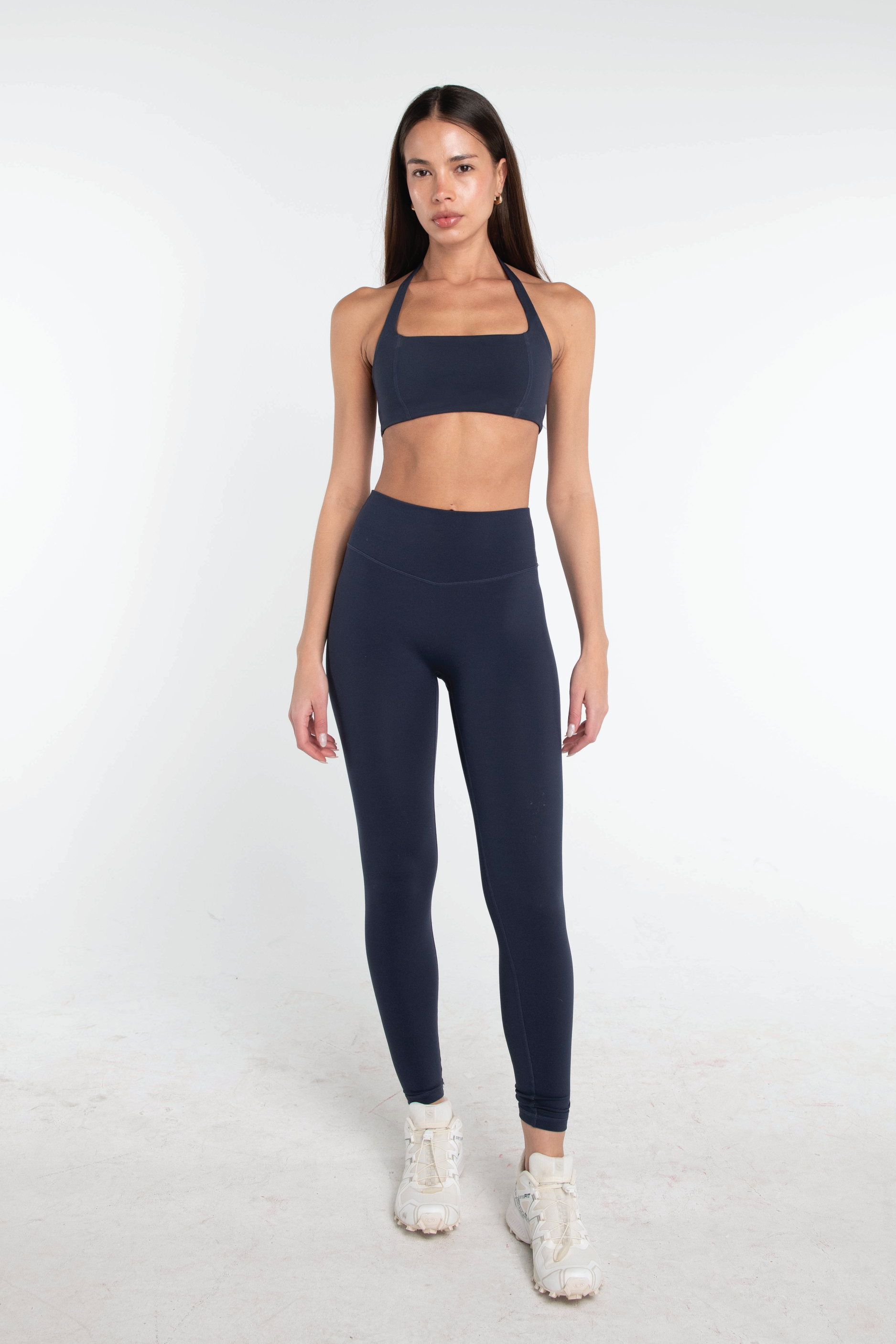 Navy Halter Neck Sports Bra for Active Wear